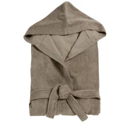 Peignoir avec capuche en coton L120cm - 2 modèles marron ou blanc