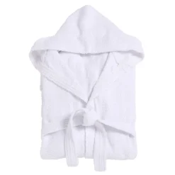 Peignoir avec capuche en coton L120cm - 2 modèles marron ou blanc