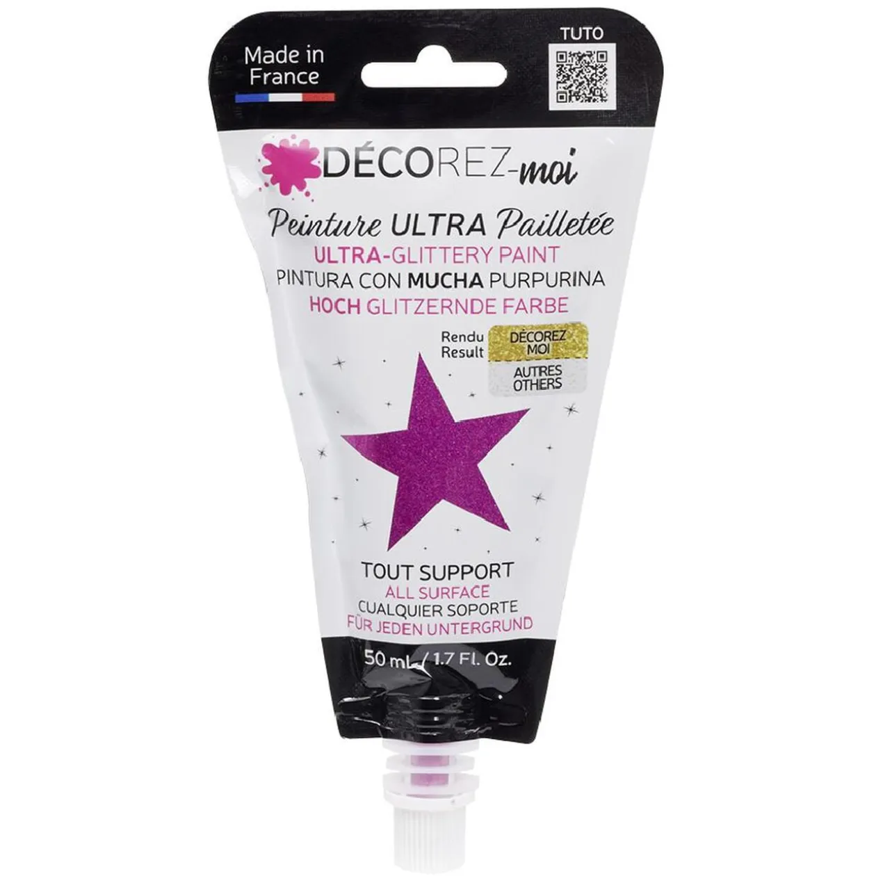 Peinture paillette rose vif 80ml