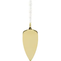 Pelle à tarte inox et plastique doré manche perles L25X6XH3 cm