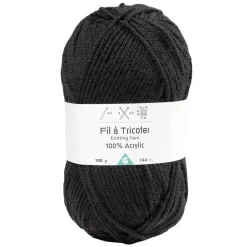 Pelote de fil à tricoter acrylique noir 100Gr < Gifi Best