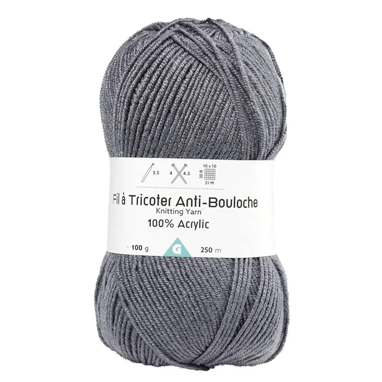 Pelote de fil à tricoter acrylique anti bouloche gris anthracite