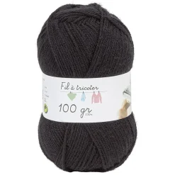 Pelote de fil à tricoter acrylique noir < Gifi Best