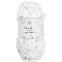 Pelote de fil à tricoter chenille blanc 120m < Gifi Outlet