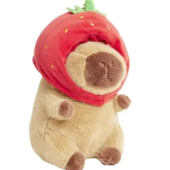 Peluche animal capybara avec fraise 19x9xH23cm < Gifi Outlet