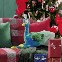 Peluche paon assis bleu et vert L40xl20xH70cm