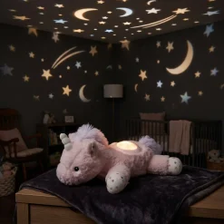 Peluche projecteur licorne veilleuse lumineuse polyester rose 35x20x15cm < Gifi
