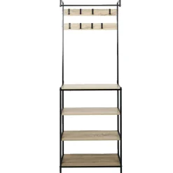 Penderie 8 patères et 4 étagères 68x23x180cm