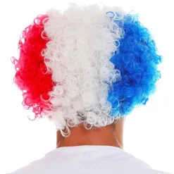 Perruque adulte Cocorico bleu blanc rouge bouclée < Gifi Hot