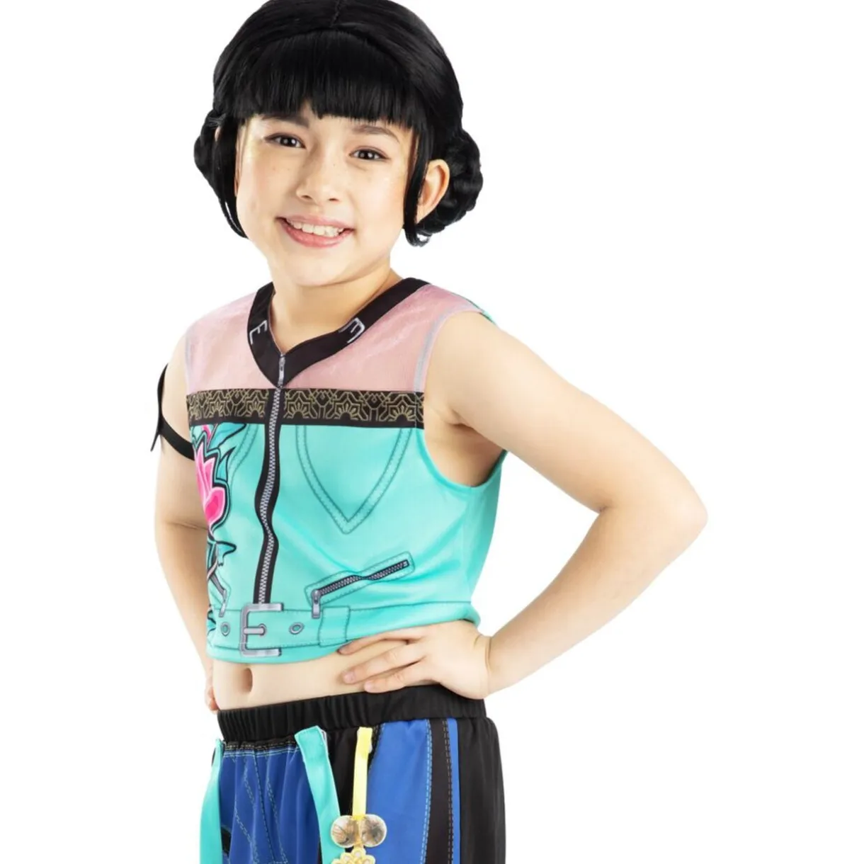 Perruque enfant fille KPOP Zoey avec frange et chignons noir L32cm < Gifi Clearance
