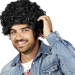 Perruque homme cheveux noirs bouclés < Gifi Hot