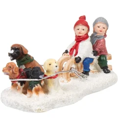 Personnage village de Noël enfants avec traineau et chiens < Gifi Sale