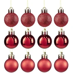Petite boule de Noël polystyrène rouge Ø3cm x12