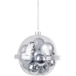 Petite boule de Noël polystyrène gris argenté Ø3cm x12
