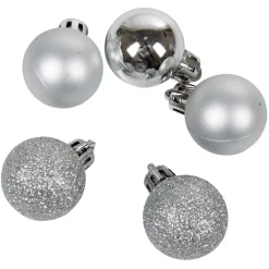 Petite boule de Noël polystyrène gris argenté Ø3cm x12