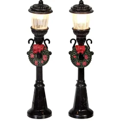 Petit lampadaire déco couronne villange de Noël x2