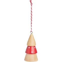 Petit sapin en bois à suspendre rouge et naturel Ø4xH8cm < Gifi Discount