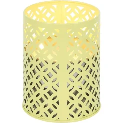 Photophore en métal jaune avec 2 bougies à la citronnelle 3 mèches 12H