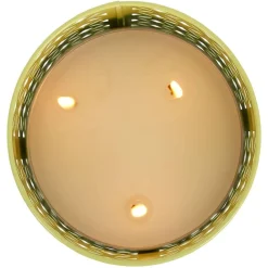 Photophore en métal jaune avec 2 bougies à la citronnelle 3 mèches 12H