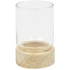 Photophore en verre et socle en pin