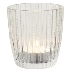 Photophore en verre transparent ondulé