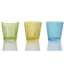 Photophore en verre uni vert jaune bleu x3