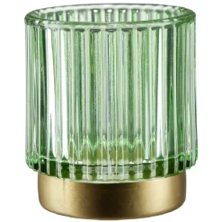 Photophore rond en verre strié coloré Ø7xH8cm (3 modèles) < Gifi New