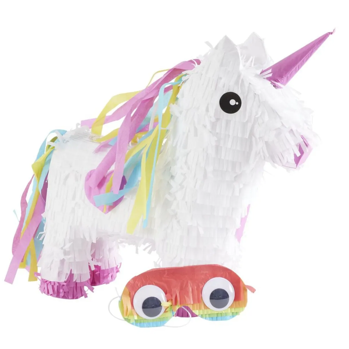 Piñata licorne blanche et rose avec masque 33x35cm < Gifi Discount