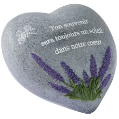 Pierre en résine grise en forme de coeur avec message < Gifi Outlet