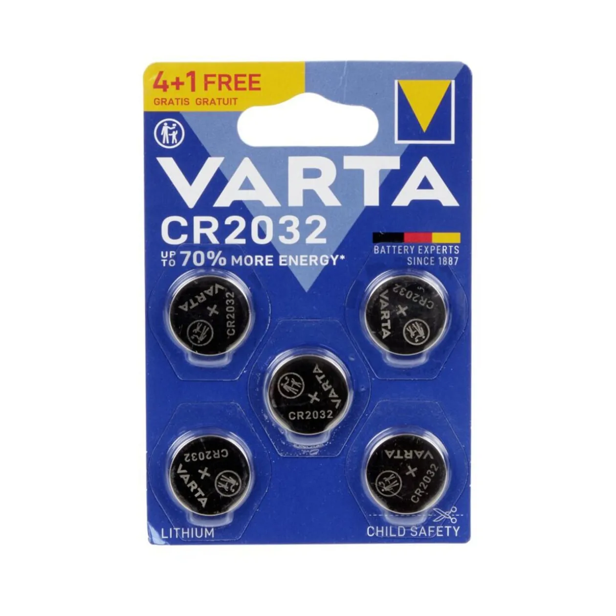 Pile bouton lithium CR2032 Energizer x4 + 1 gratuite
