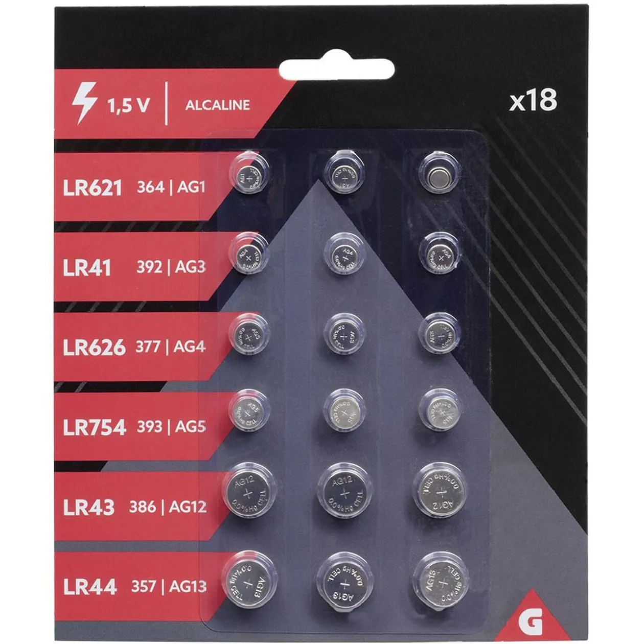 Pile bouton x18 gris