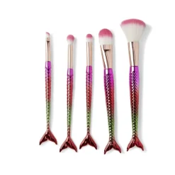 Pinceau cosmétique sirène 5 pièces avec trousse transparente pailletée < Gifi Discount