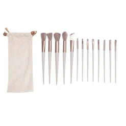 Pinceau à maquillage 14 pièces avec pochette rose