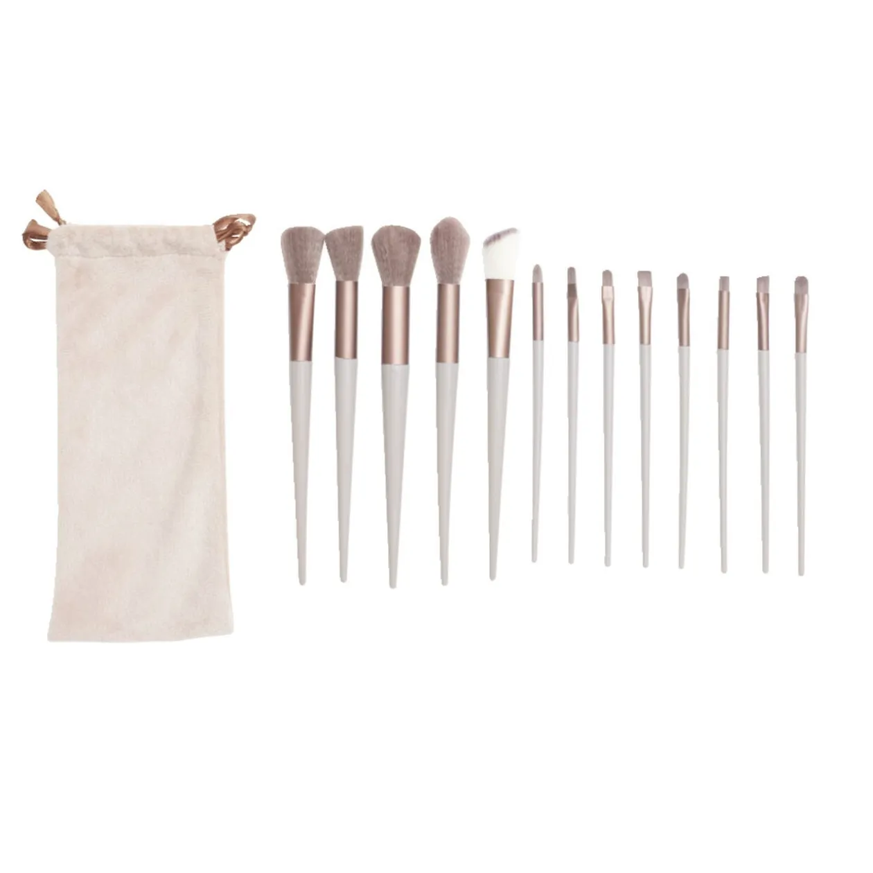 Pinceau à maquillage 14 pièces avec pochette rose