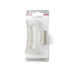 Pince cheveux blanc mat rectangulaire L8cm < Gifi Online