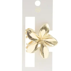Pince cheveux fleur de tiaré métal doré Ø5cm