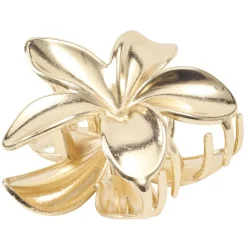 Pince cheveux fleur de tiaré métal doré Ø5cm