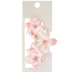Pince cheveux fleur de tiaré plastique rose L16cm