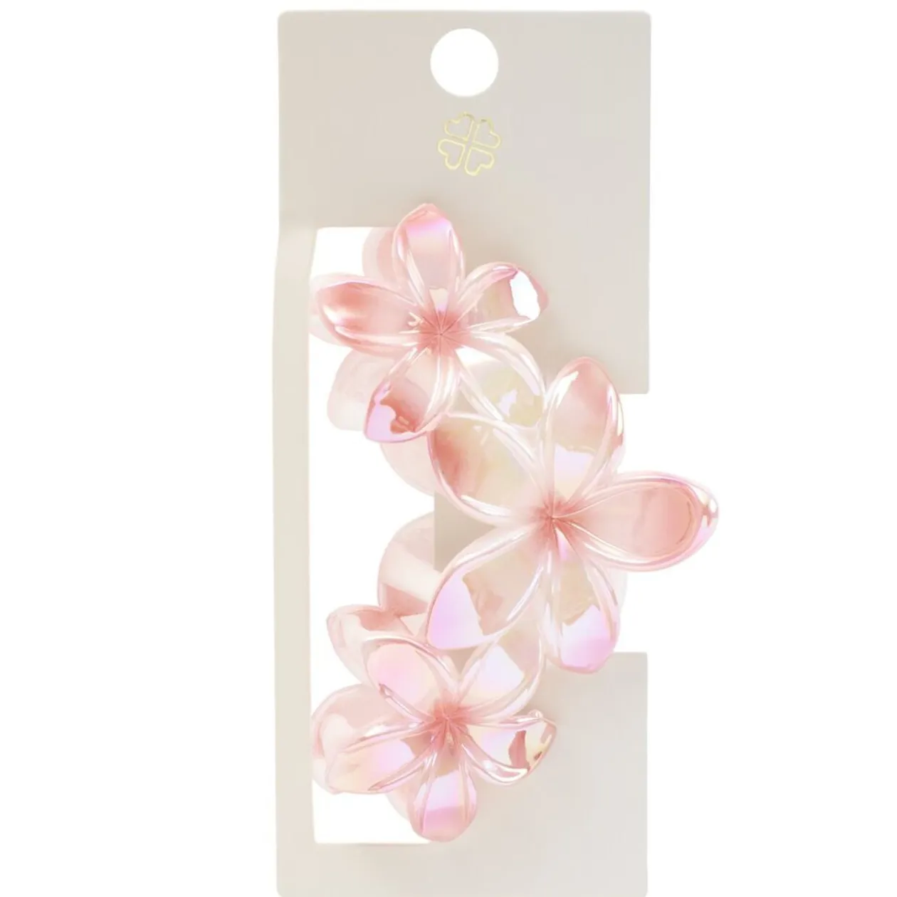 Pince cheveux fleur de tiaré plastique rose L16cm