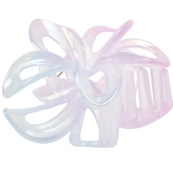 Pince cheveux fleur de tiaré plastique rose et bleu L10cm