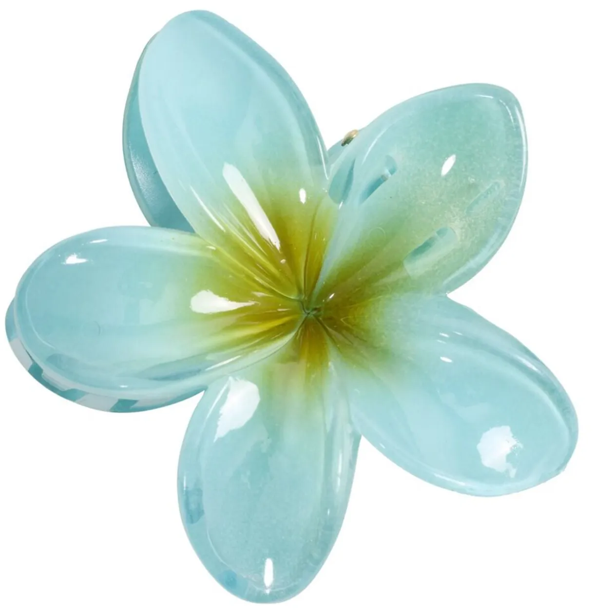 Pince à cheveux fleur hawaïenne plastique coloré Ø8cm (6 modèles)