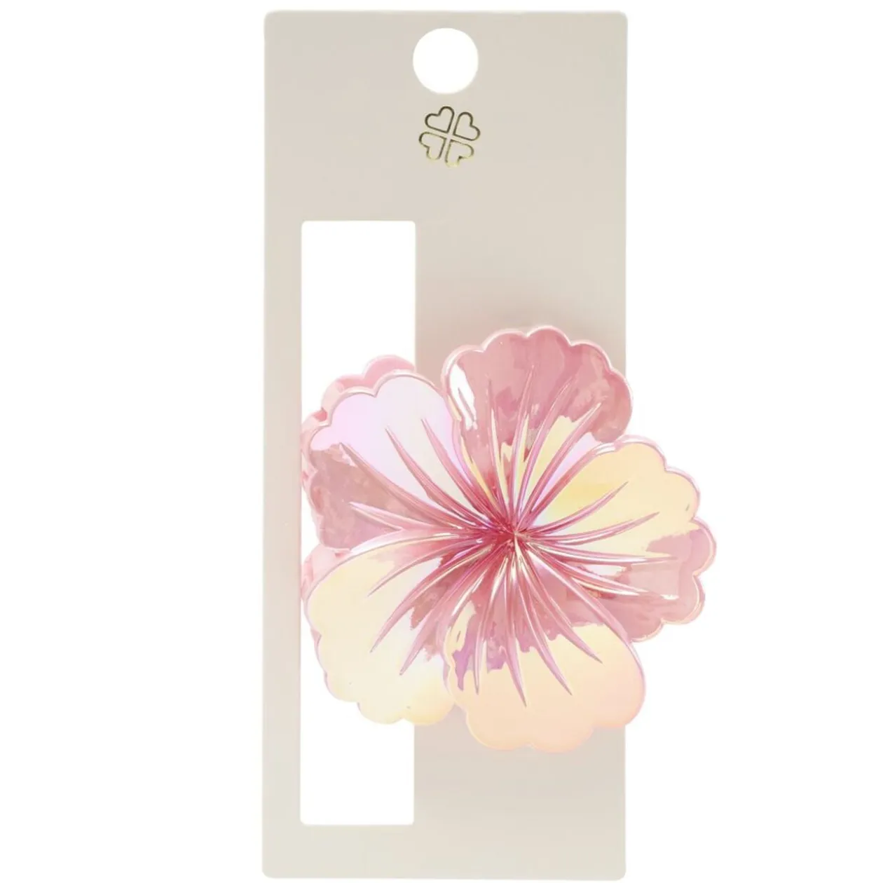 Pince cheveux fleur hibiscus plastique rose L8cm