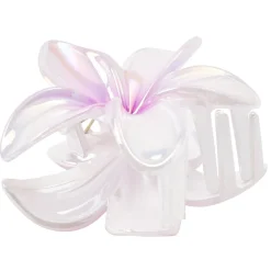 Pince cheveux fleur tiaré acrylique rose nacré 6x12cm < Gifi