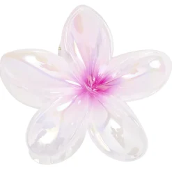 Pince cheveux fleur tiaré acrylique rose nacré 6x12cm < Gifi
