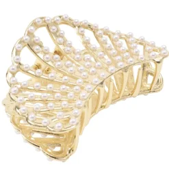 Pince cheveux forme coquillage avec perles métal doré L6cm < Gifi New