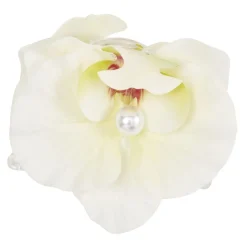Pince cheveux plastique perle nacrée fleur orchidée jaune L12cm < Gifi Best
