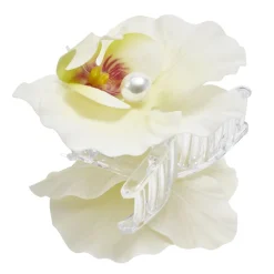 Pince cheveux plastique perle nacrée fleur orchidée jaune L12cm < Gifi Best