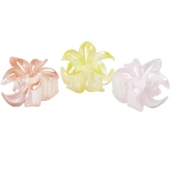 Pince cheveux x3 mini fleur de tiaré nacré plastique jaune rose orange L5cm < Gifi Online