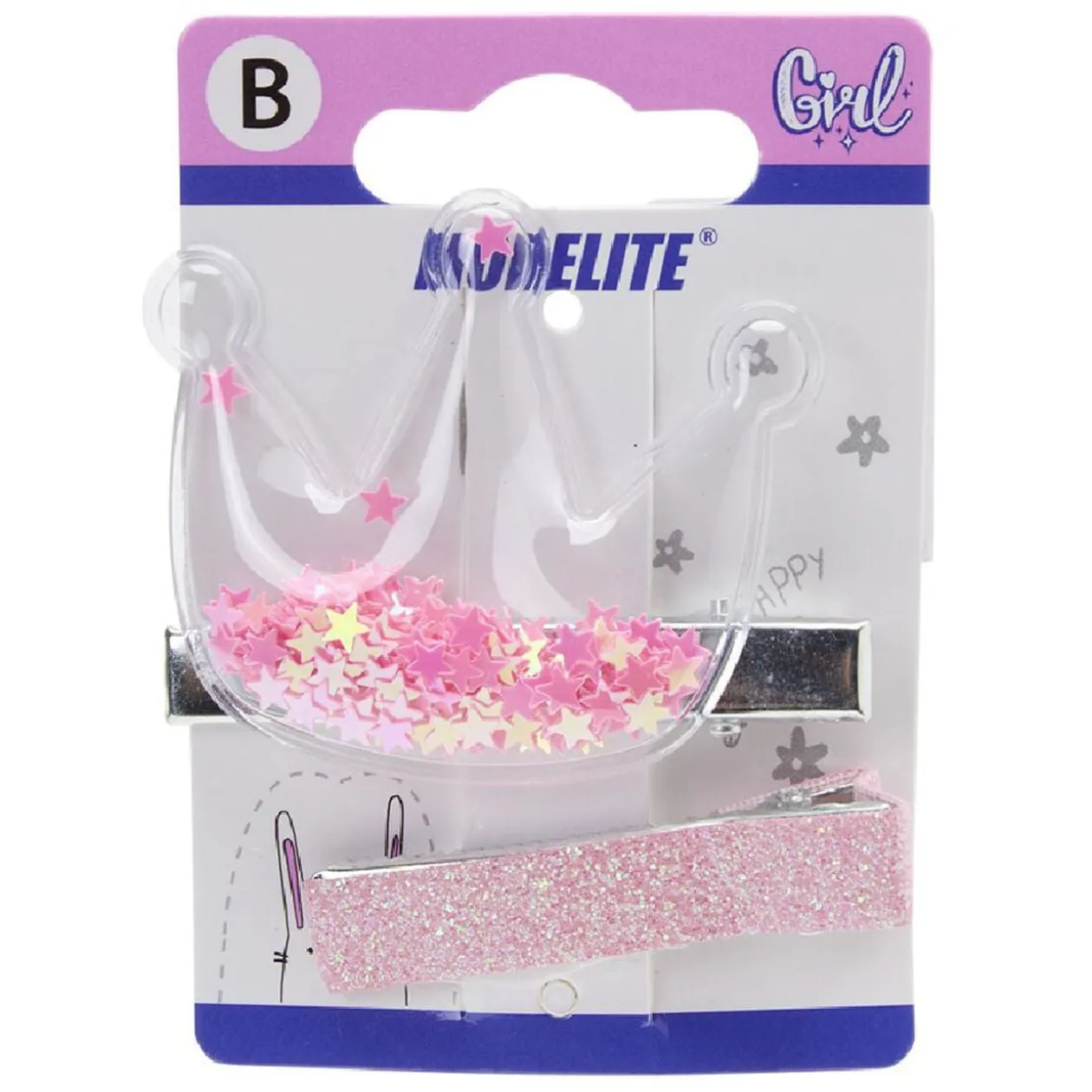 Pince crocodile décor pailleté x2