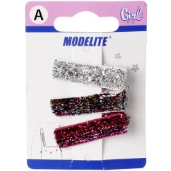 Pince crocodile pailleté x3